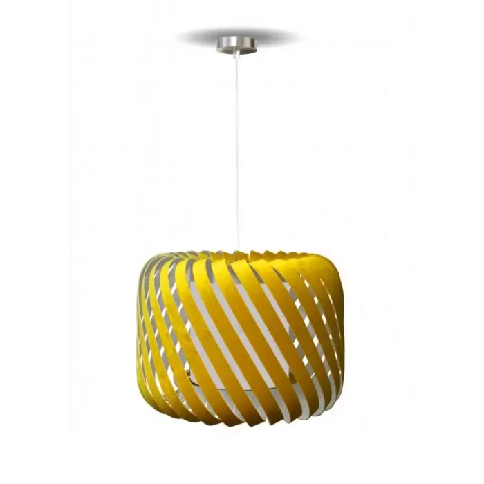 Pendant light with yellow velvet shade in 46cm size