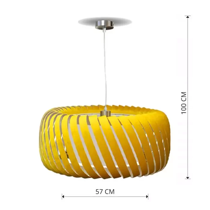 Pendant light with yellow velvet shade in 57cm size