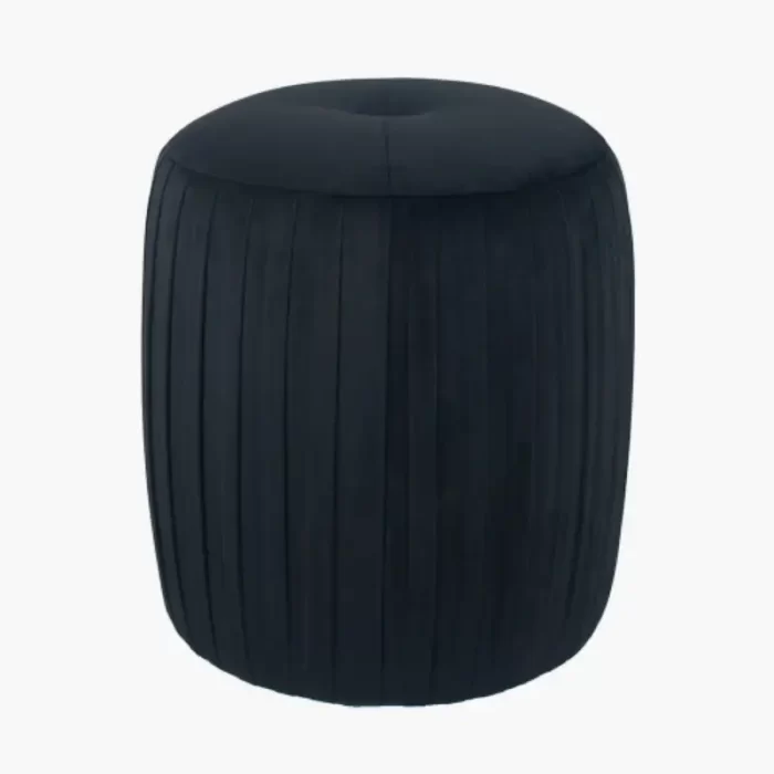 Black Velvet Buttoned Cylinder Pouffe