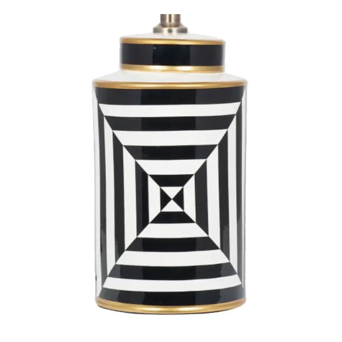 Black and White Stripe Ceramic Table Lamp