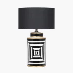 Black and White Stripe Ceramic Table Lamp