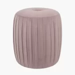 Blush Pink Velvet Buttoned Cylinder Pouffe