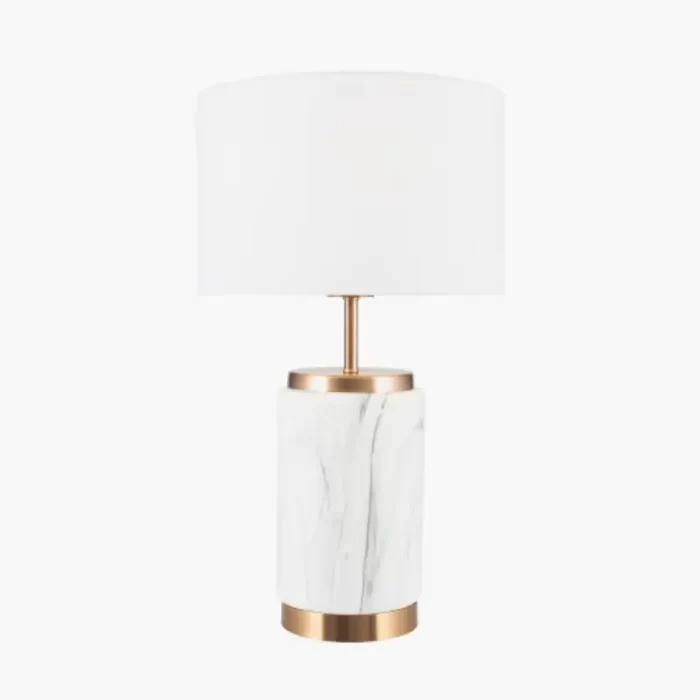 Brass Ceramic Table Lamp with Marble Effect