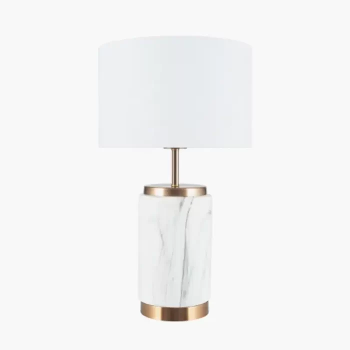 Brass Ceramic Table Lamp with Marble Effect