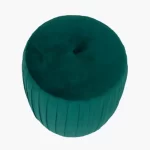 Forest Green Velvet Buttoned Cylinder Pouffe