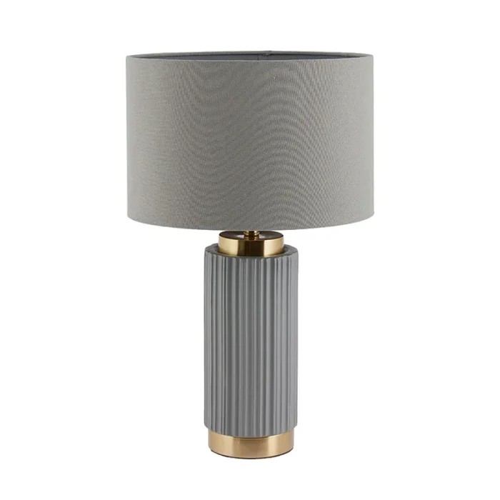 Grey Ceramic Gold Metal Table Lamp