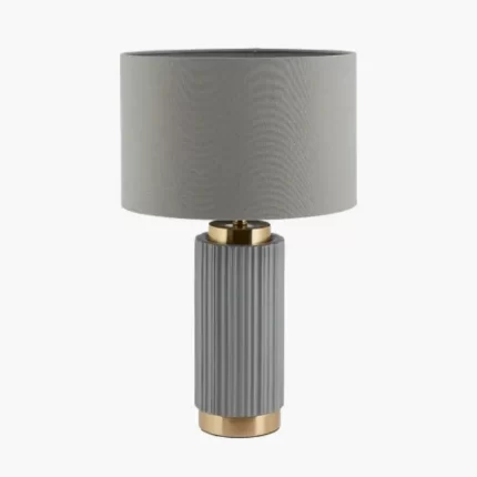 Grey Ceramic and Gold Metal Table Lamp