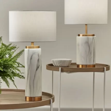 Marble Effect Ceramic Tall Table Lamp