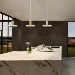 Satin Brass Finish White Pendant Light