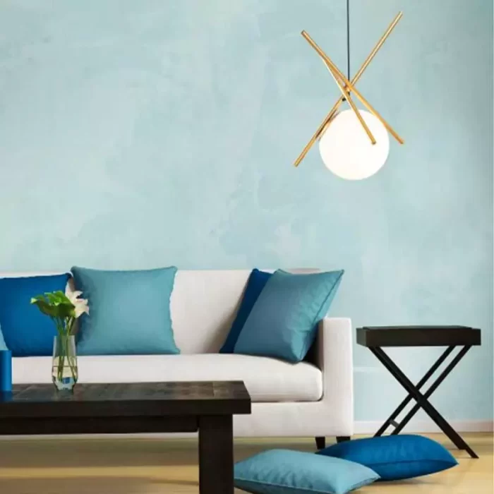 Satin Brass White Glass Pendant Light