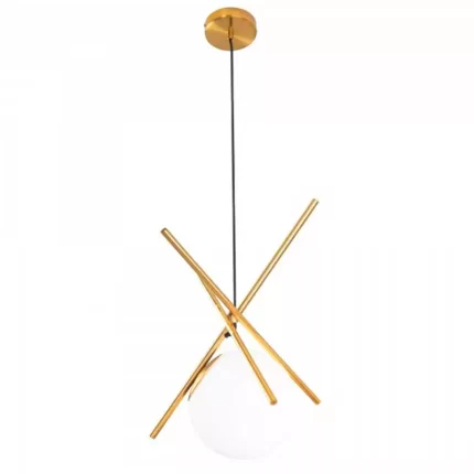 Satin Brass White Glass Pendant Light