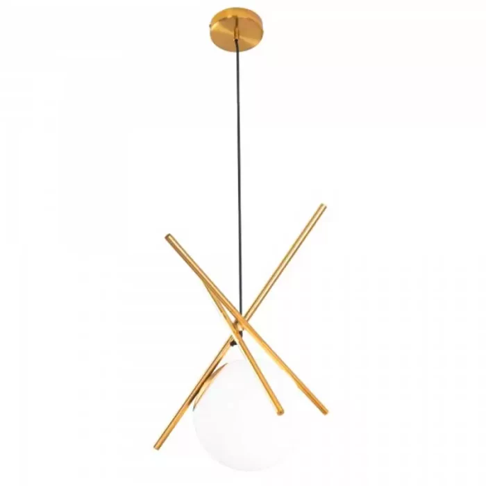 Satin Brass White Glass Pendant Light