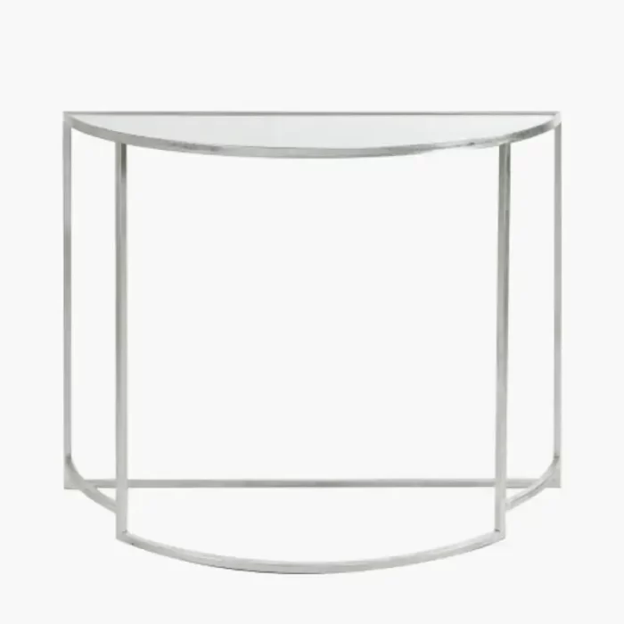 Silver & White Half Moon Console