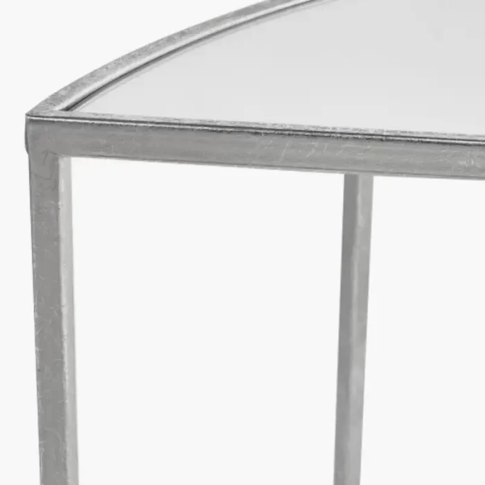 Silver & White Half Moon Console