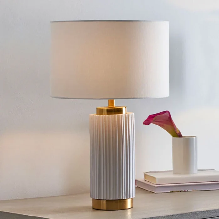 White Ceramic Gold Metal Table Lamp