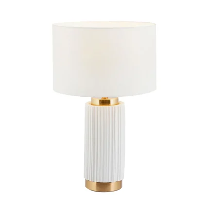 White Ceramic Gold Metal Table Lamp