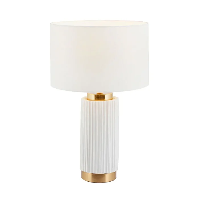 White Ceramic Gold Metal Table Lamp