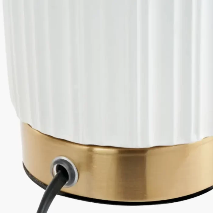 White Ceramic and Gold Metal Table Lamp