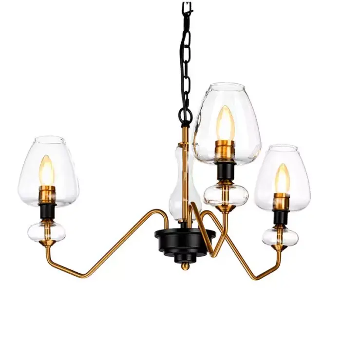 Aged Brass Glass Pendant Light