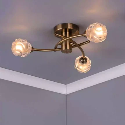 Antique Brass Semi Flush Ceiling Light