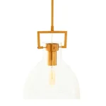 Bowl Shaped Glass Pendant Light in Bronze