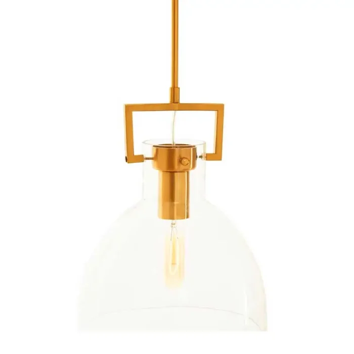 Bowl Shaped Glass Pendant Light in Bronze