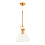 Bowl Shaped Glass Pendant Light in Bronze