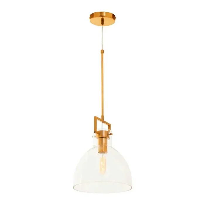 Bowl Shaped Glass Pendant Light in Bronze