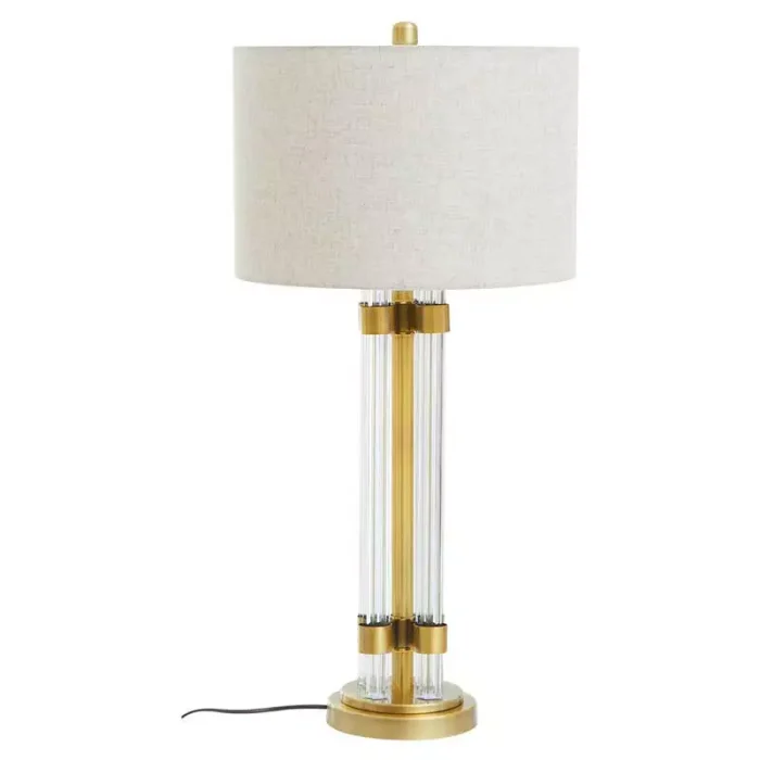 Clear Glass Ivory Shade Table Lamp