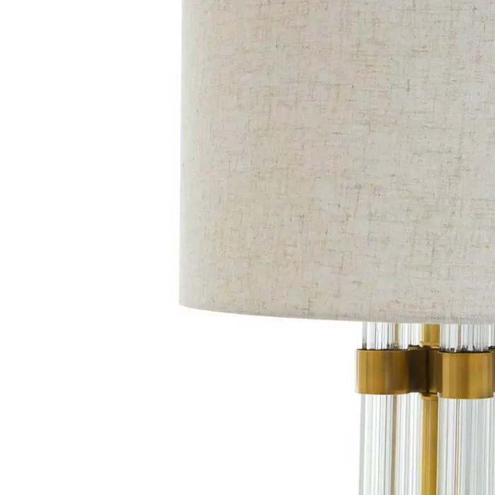 Clear Glass Ivory Shade Table Lamp