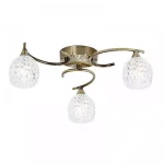 Crystal Glass Ceiling Light in Antique Brass