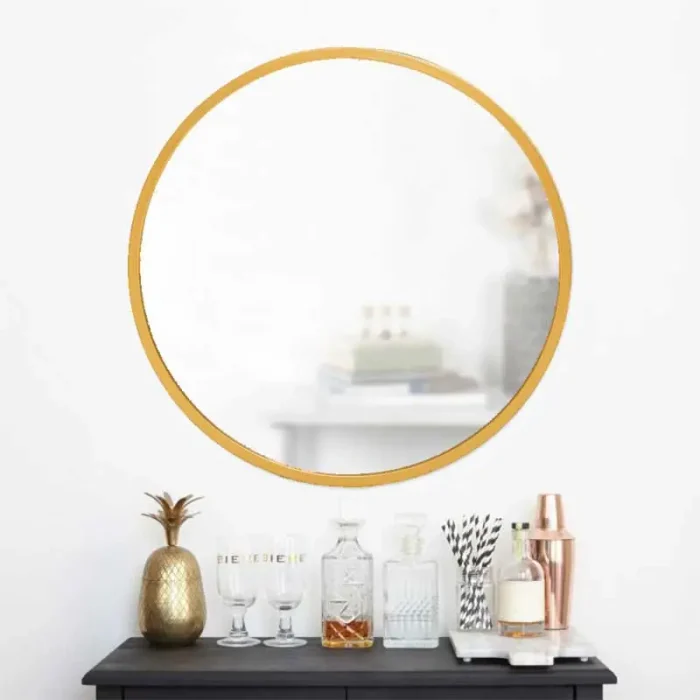 Gold Finish Round Wall Mirror