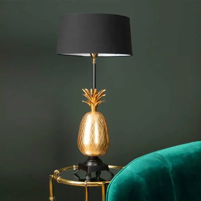 Gold Pineapple Black Shade Table Lamp