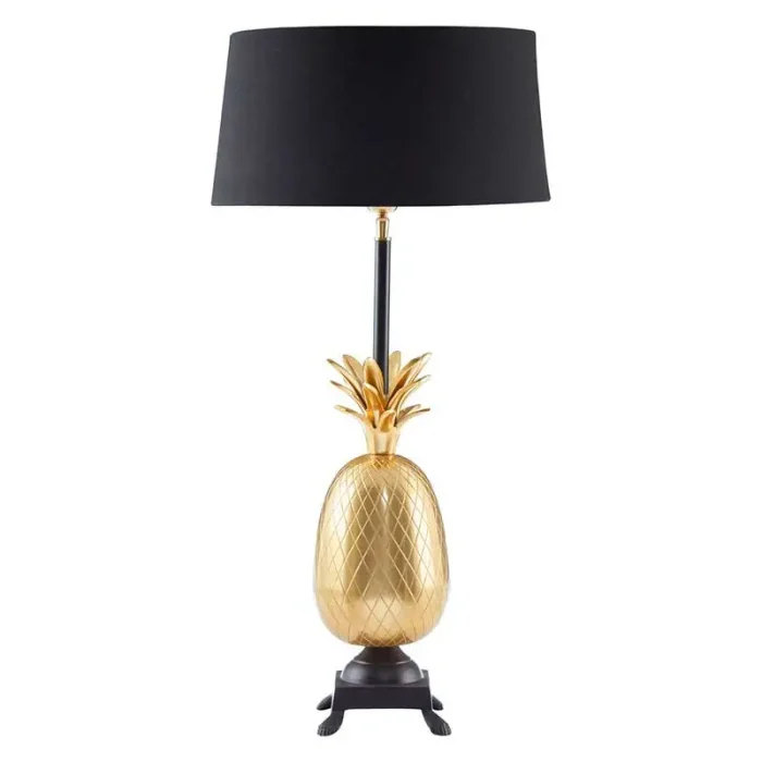 Gold Pineapple Black Shade Table Lamp