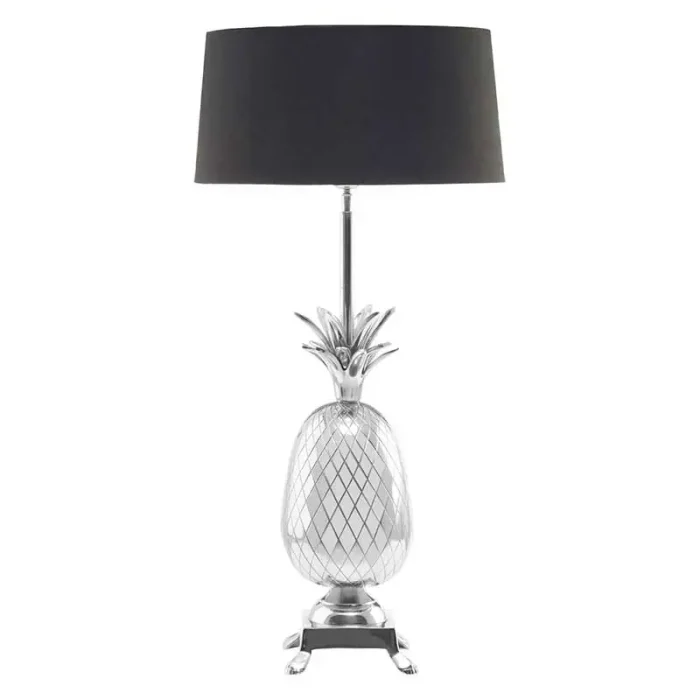 Silver Pineapple Black Shade Table Lamp