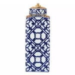 Geometric Blue White Table Lamp Base