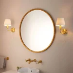 Ivory Shade Bathroom Wall Light in Satin Brass