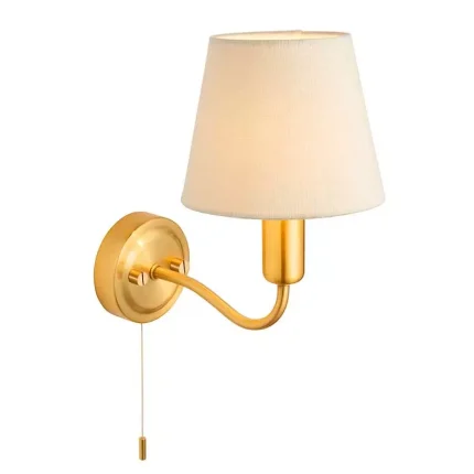 Ivory Shade Bathroom Wall Light in Satin Brass