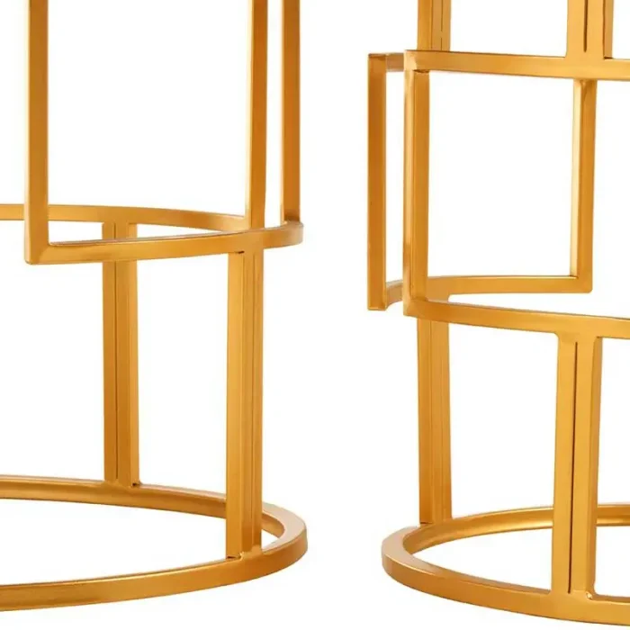 Set of 2 Gold Round Side Tables