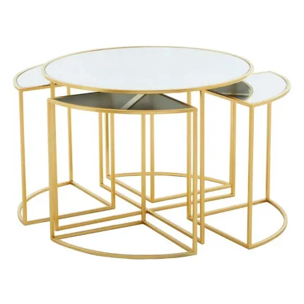 Set of 5 Gold Frame Nesting Tables