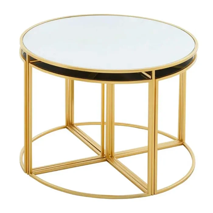 Set of 5 Gold Frame Nesting Tables