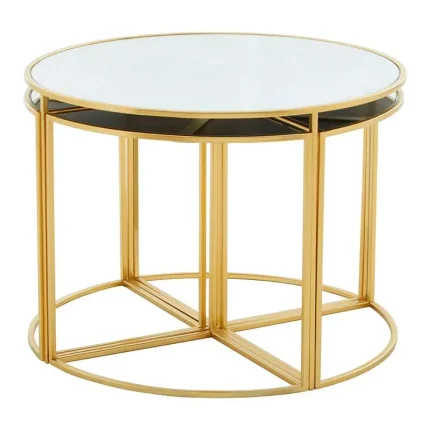 Set of 5 Gold Frame Nesting Tables