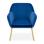 Blue Velvet Brushed Gold Armchair