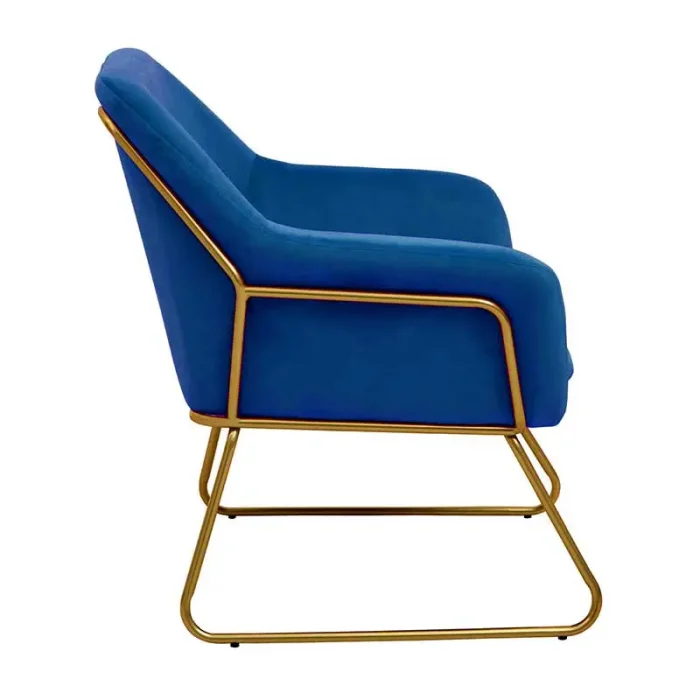 Blue Velvet Brushed Gold Armchair