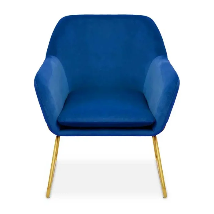 Blue Velvet Brushed Gold Armchair