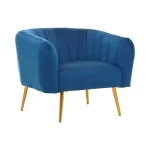 Blue Velvet Chair With Gold Metal Legs