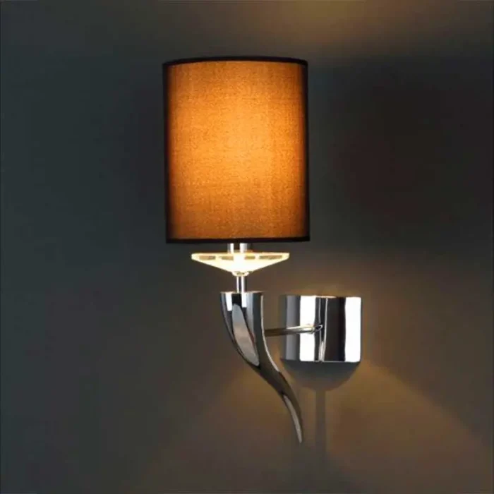 Chrome Wall Light With Black Shade