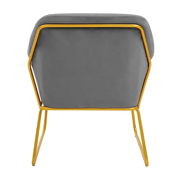 Grey Valvet Bushed Gold Armchair