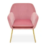 Pink Valvet Bushed Gold Armchair