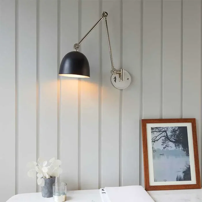 Polished nickel Swing arm wall light